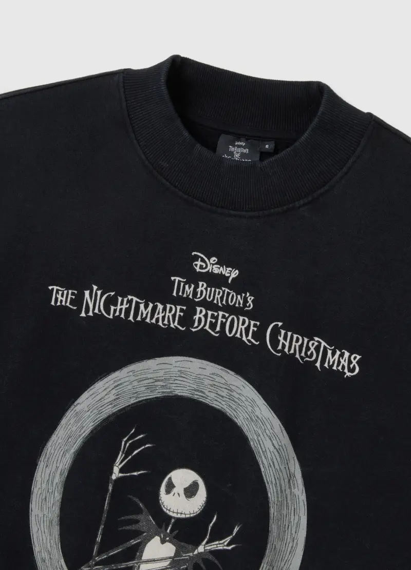 Felpa In Puro Cotone Nera Regular Fit Con Stampa, Donna, Nero miniatura 2