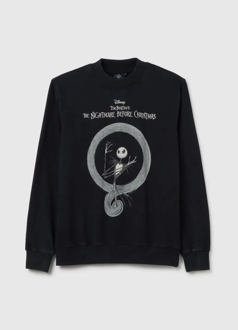 Felpa In Puro Cotone Nera Regular Fit Con Stampa, Donna, Nero