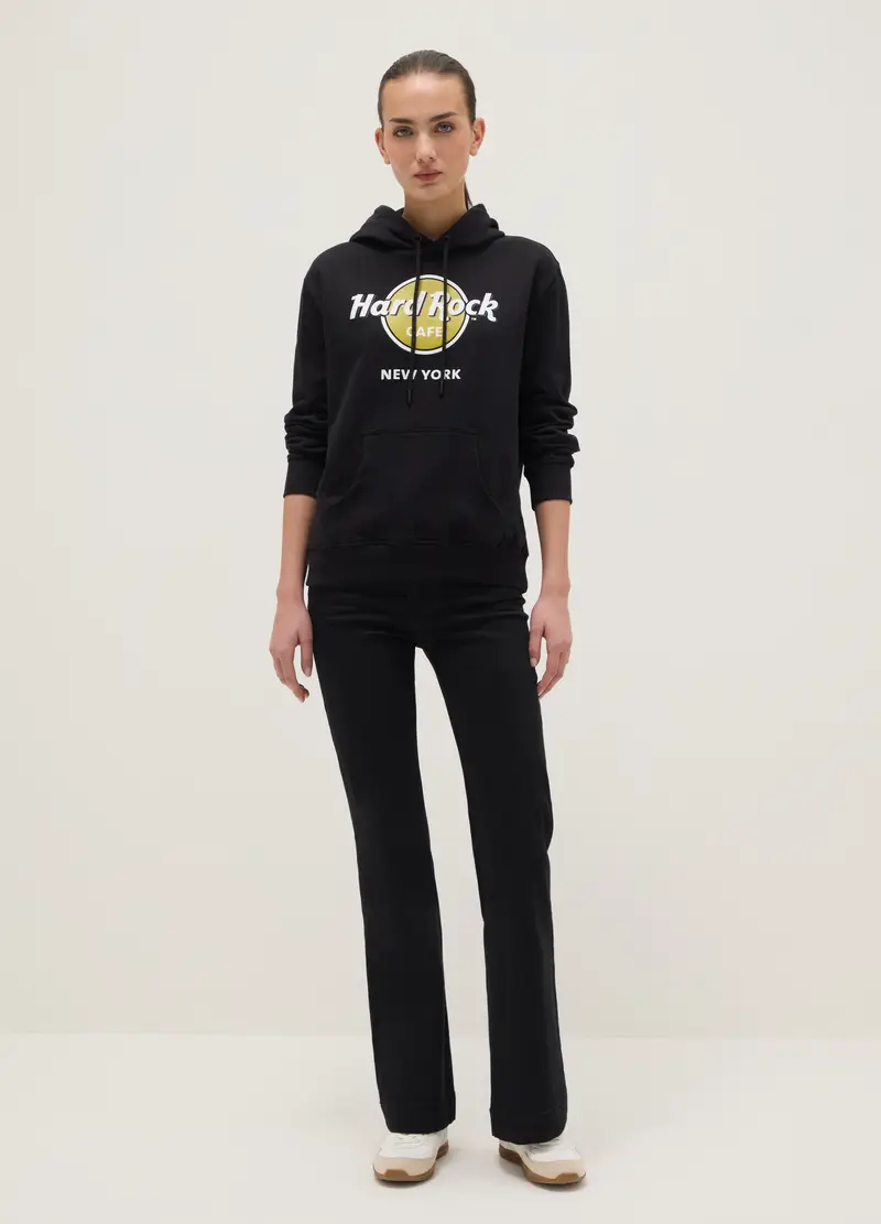 Felpa In Puro Cotone Nero Regular Fit Con Logo Hard Rock Cafe, Donna, Nero miniatura 2