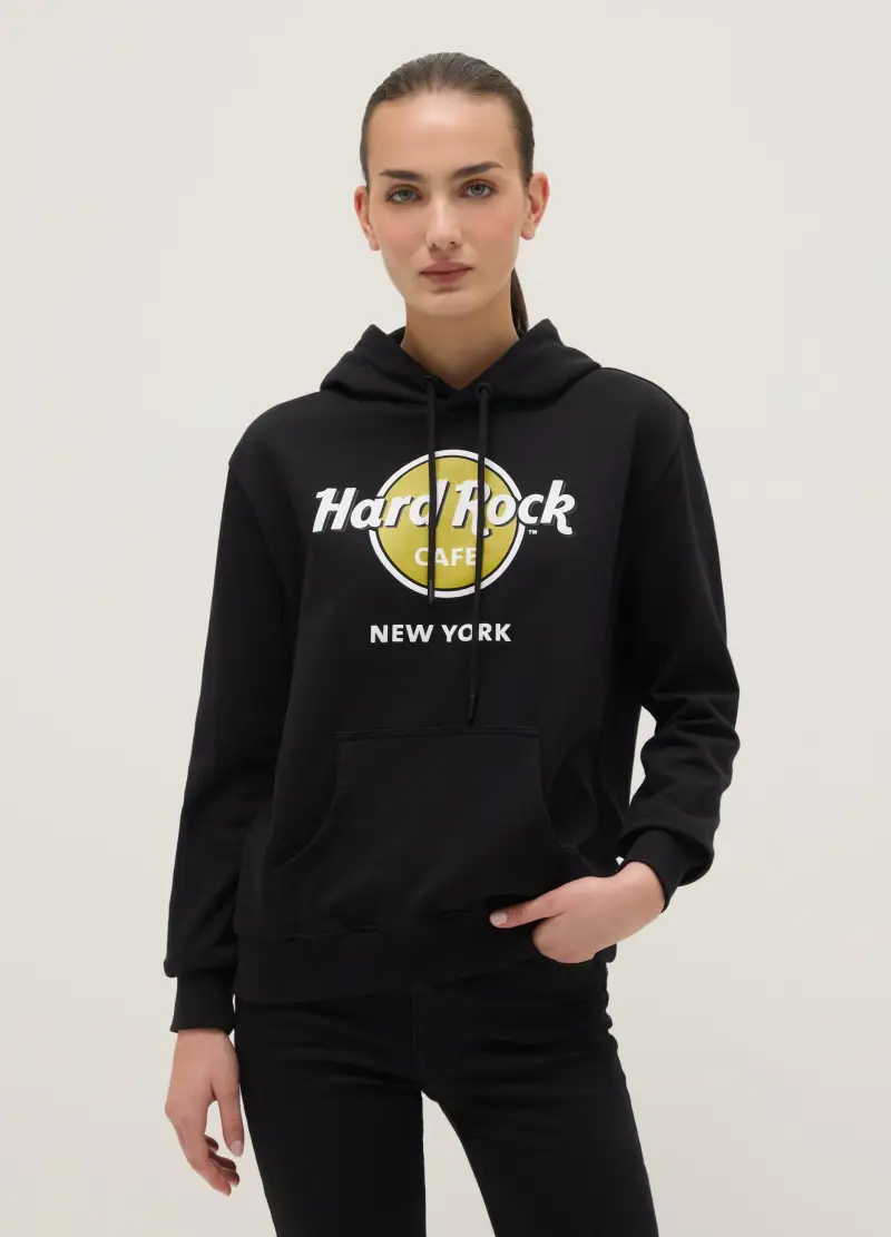 Felpa In Puro Cotone Nero Regular Fit Con Logo Hard Rock Cafe, Donna, Nero