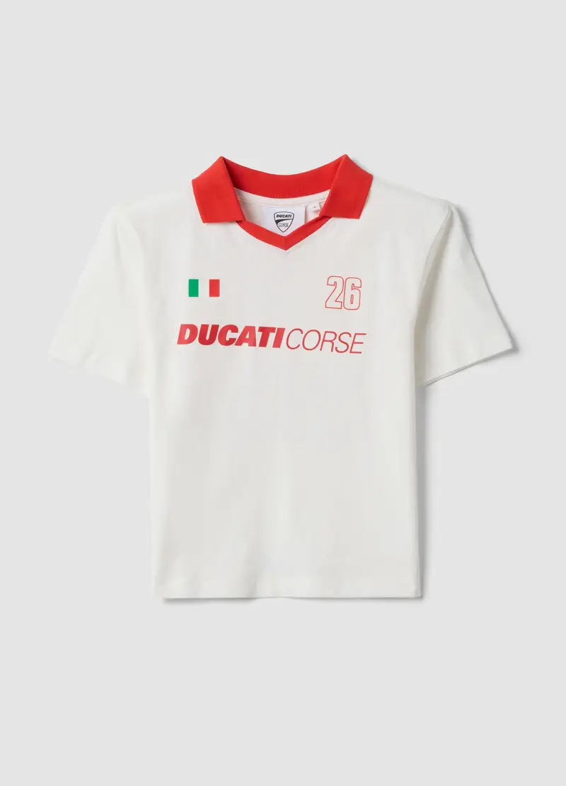 T-shirt In Puro Cotone Multicolor Regular Fit Con Stampa Ducati, Donna, Multicolor