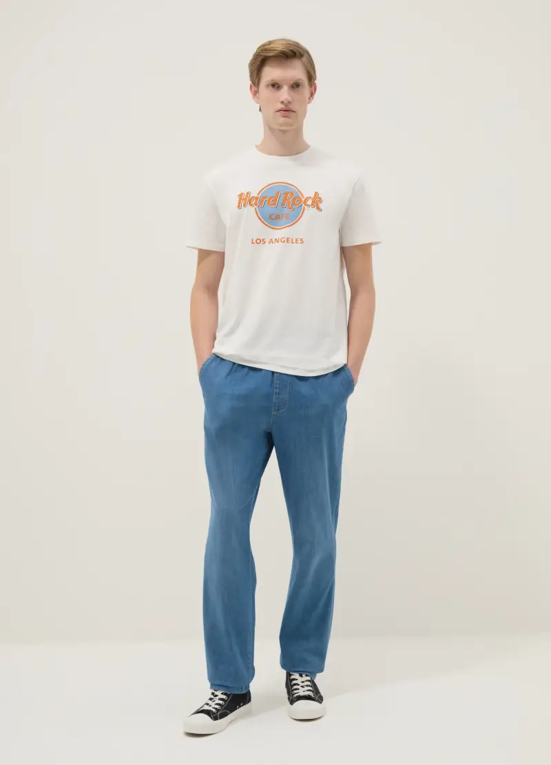 T-shirt In Puro Cotone Bianco Regular Fit Con Logo Hard Rock Cafe, Uomo, Bianco