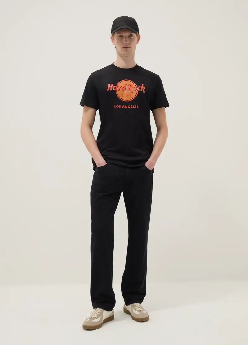 T-shirt In Puro Cotone Nero Regular Fit Con Logo Hard Rock Cafe, Uomo, Nero