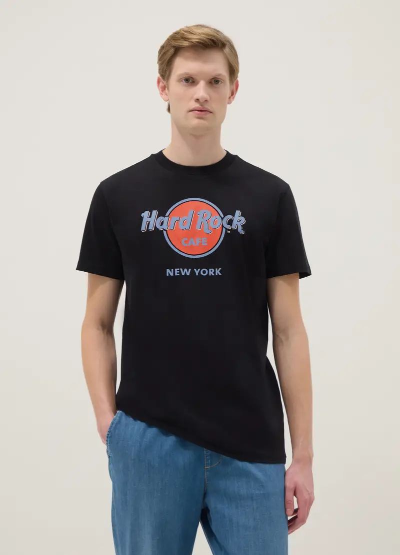 T-shirt In Puro Cotone Nero Regular Fit Con Logo Hard Rock Cafe, Uomo, Nero