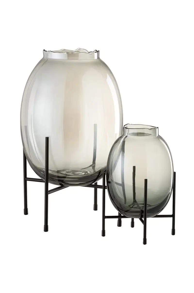 J-line Vaso decorativo trasparente e nero miniatura 2