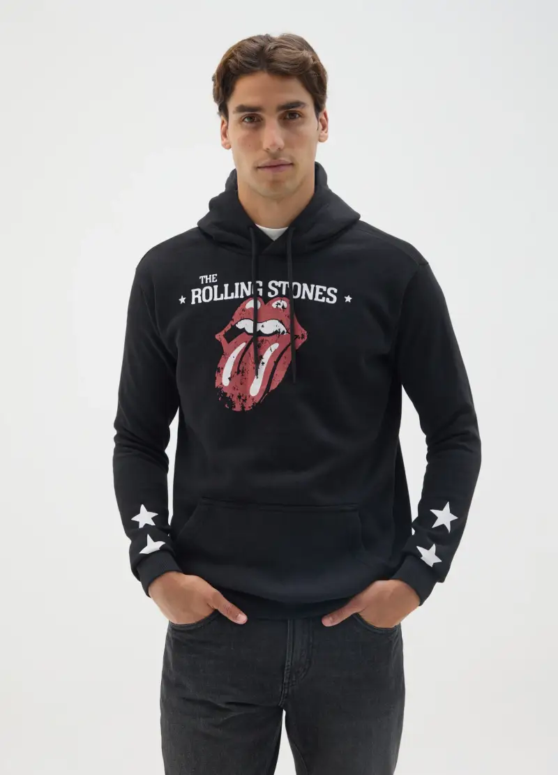 Felpa In Misto Cotone Nera, Uomo, Nero