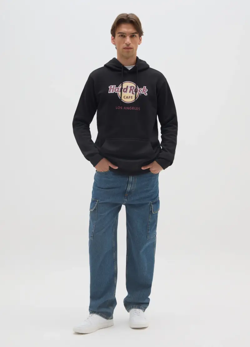 Felpa In Misto Cotone Nero Con Stampa Hard Rock Cafe, Uomo, Nero miniatura 2