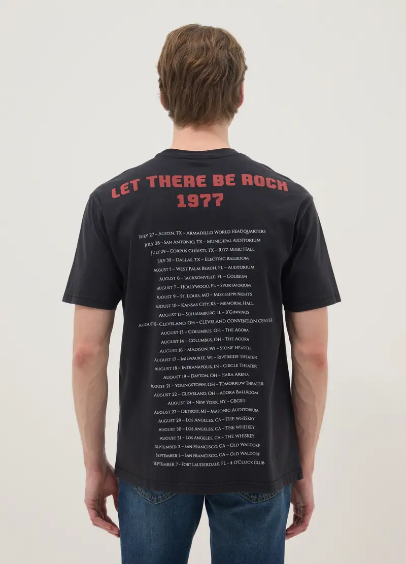 T-shirt In Puro Cotone Nero Regular Fit Con Logo Ac/dc, Uomo, Nero miniatura 3