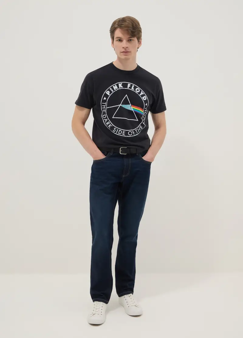 T-shirt In Puro Cotone Nero Regular Fit Con Stampa Pink Floyd, Uomo, Nero miniatura 2