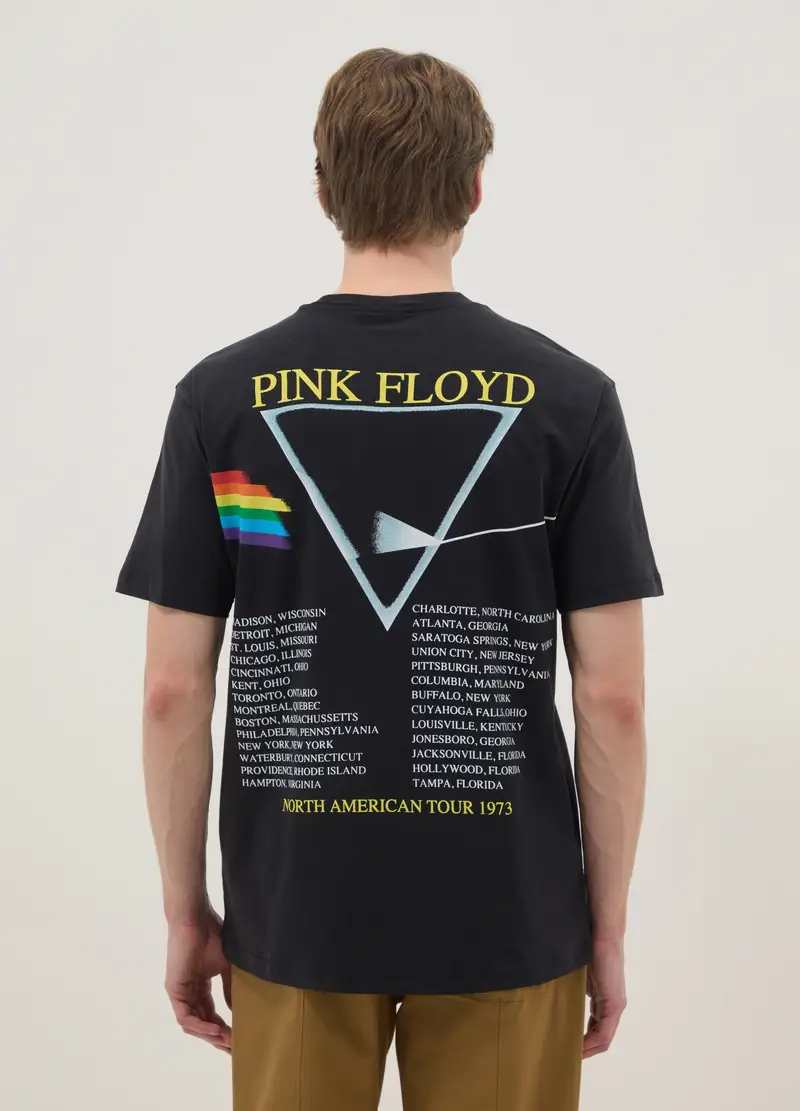 T-shirt In Puro Cotone Nero Regular Fit Con Stampa Pink Floyd, Uomo, Nero miniatura 2