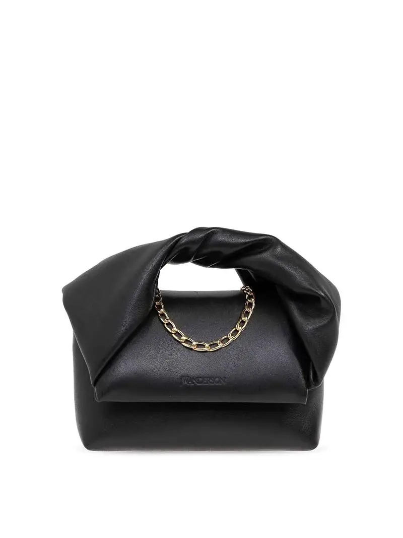 Borsa tote piccola in pelle Twister Nero