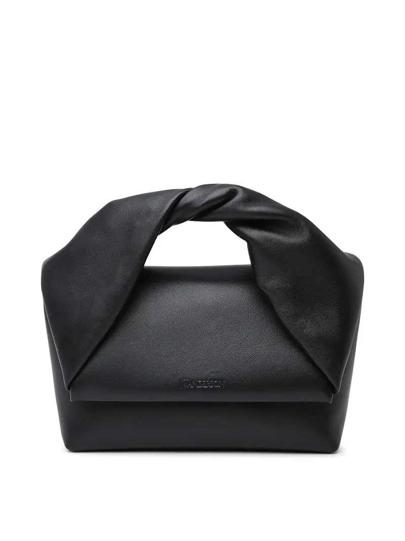 Borsa twister grande in pelle nera Nero