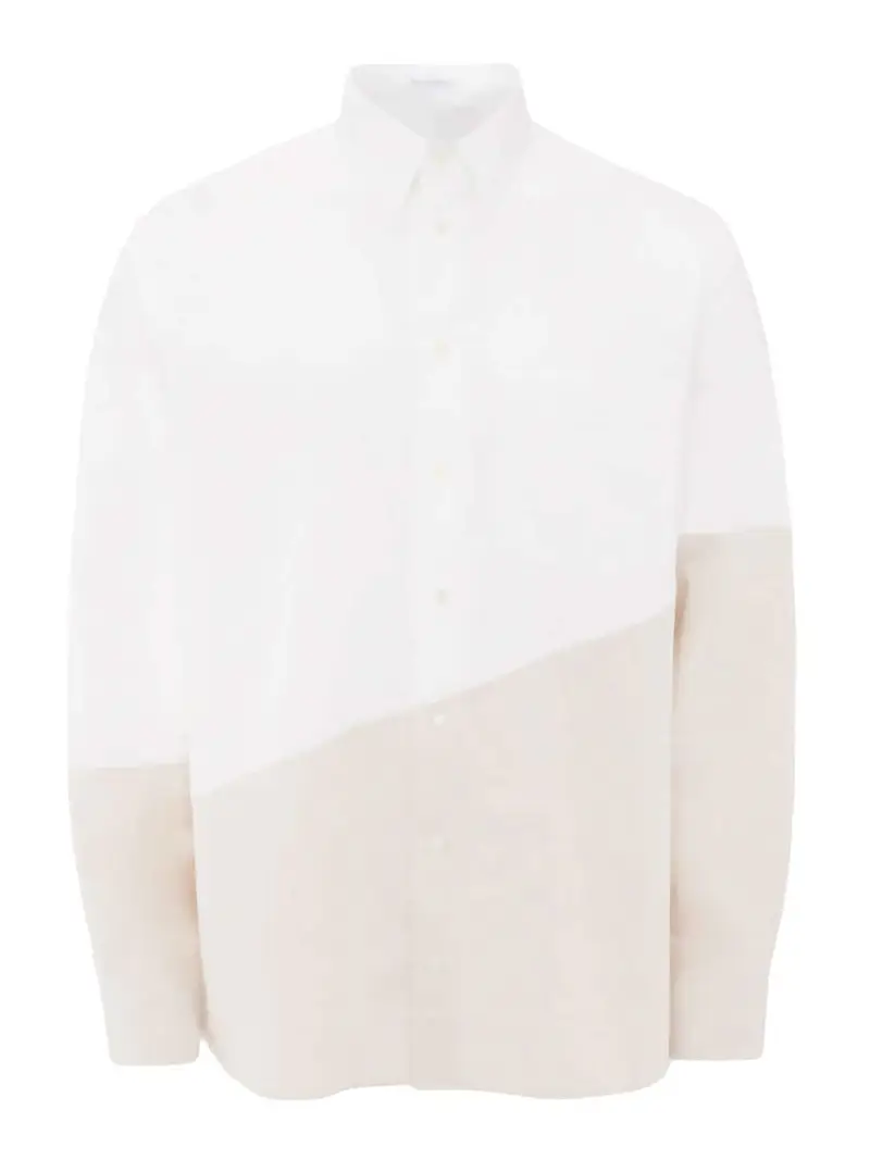 Camicia in cotone a pannelli bicolore Bianco