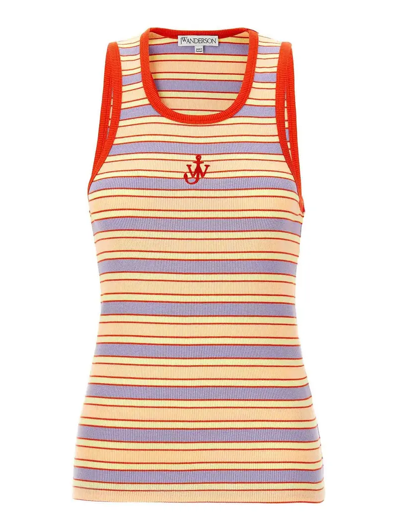 Canotta a costine con logo Multicolore