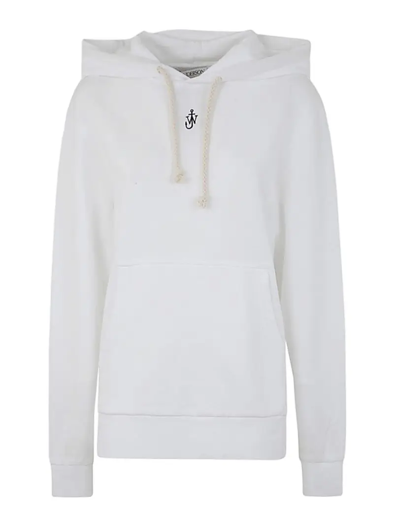 Felpa con cappuccio con ricamo ancora Bianco