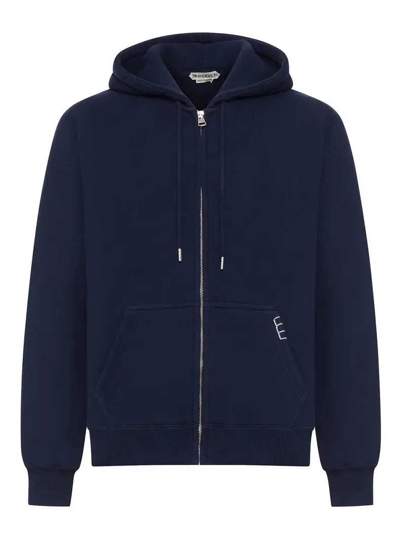 Felpa con cappuccio con zip Blu