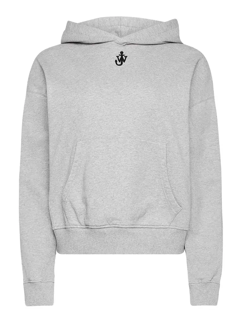 Felpa con cappuccio ricamata con ancora Grigio