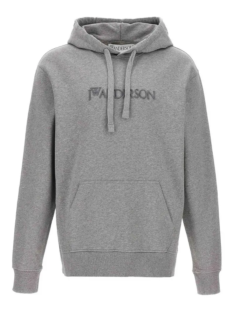 Felpa con cappuccio ricamata Grigio
