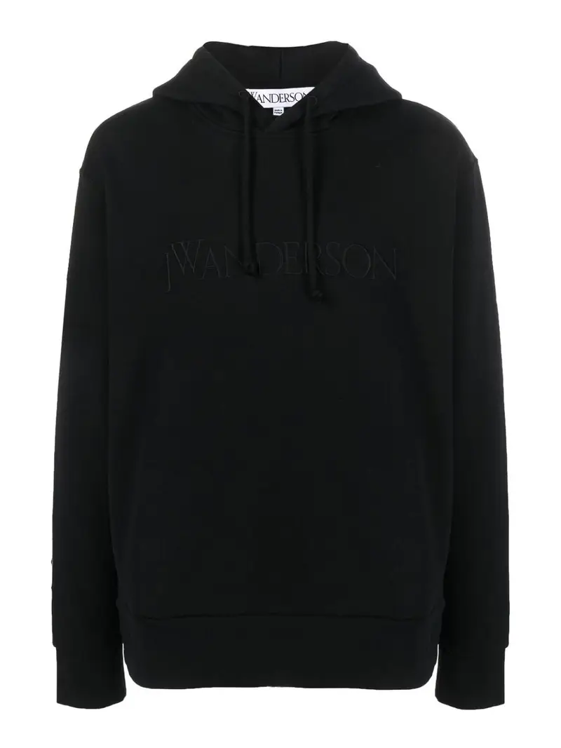 Felpa con cappuccio ricamato Nero