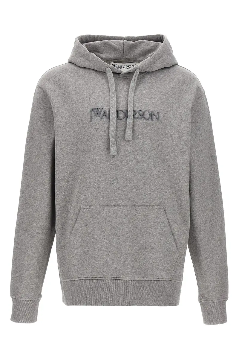 Felpa Con Cappuccio Ricamo Grigio