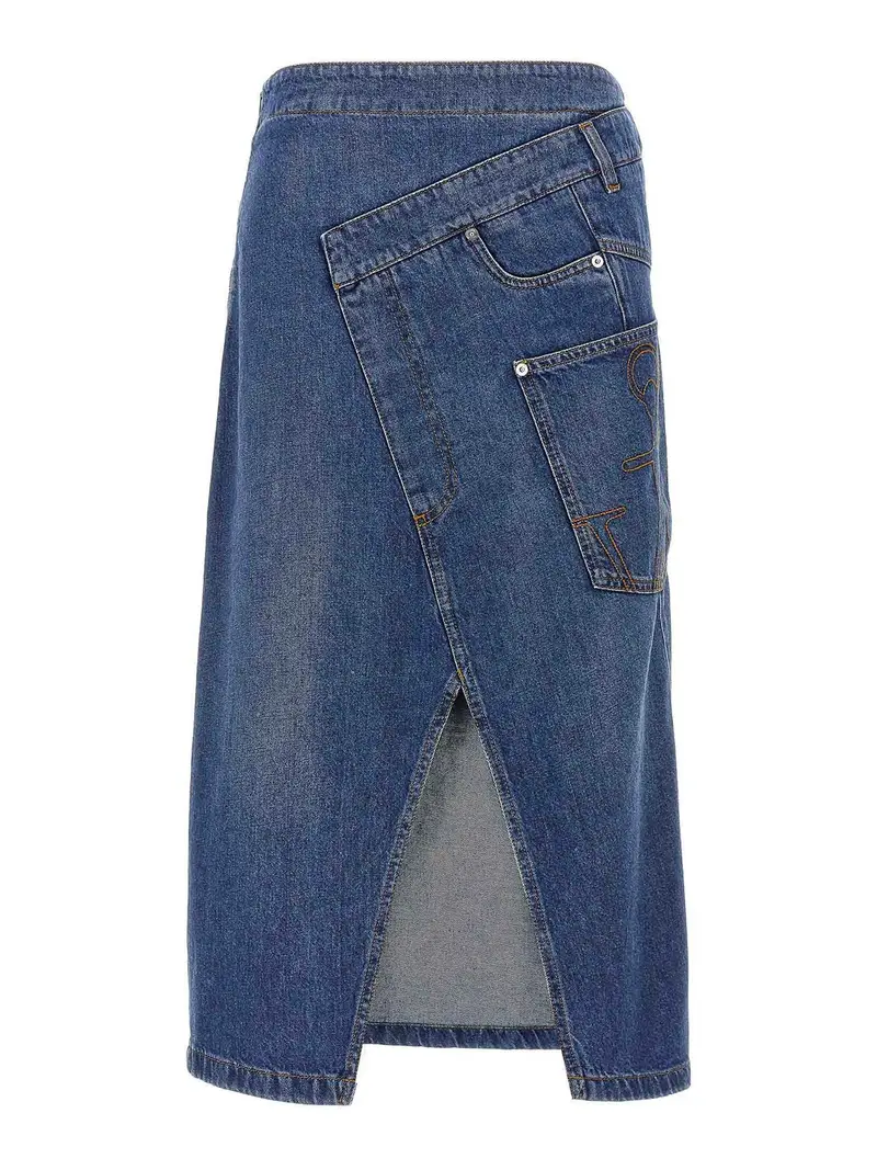 Gonna midi intrecciata Azzurro