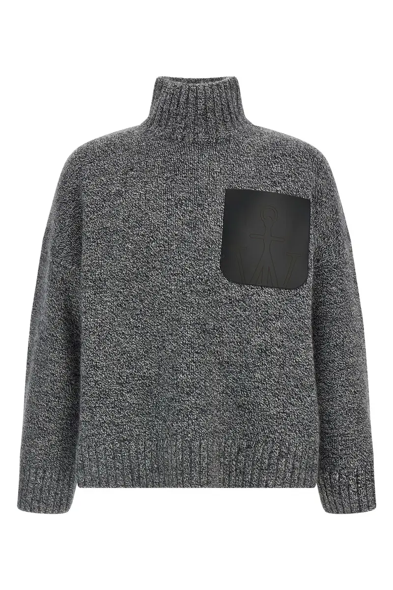 Maglione 'Leather Patch Pocket' Grigio