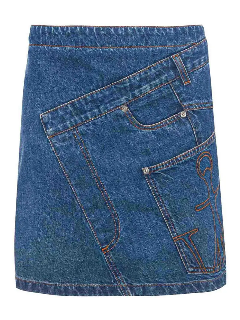 Minigonna in denim intrecciato Lavaggio scuro