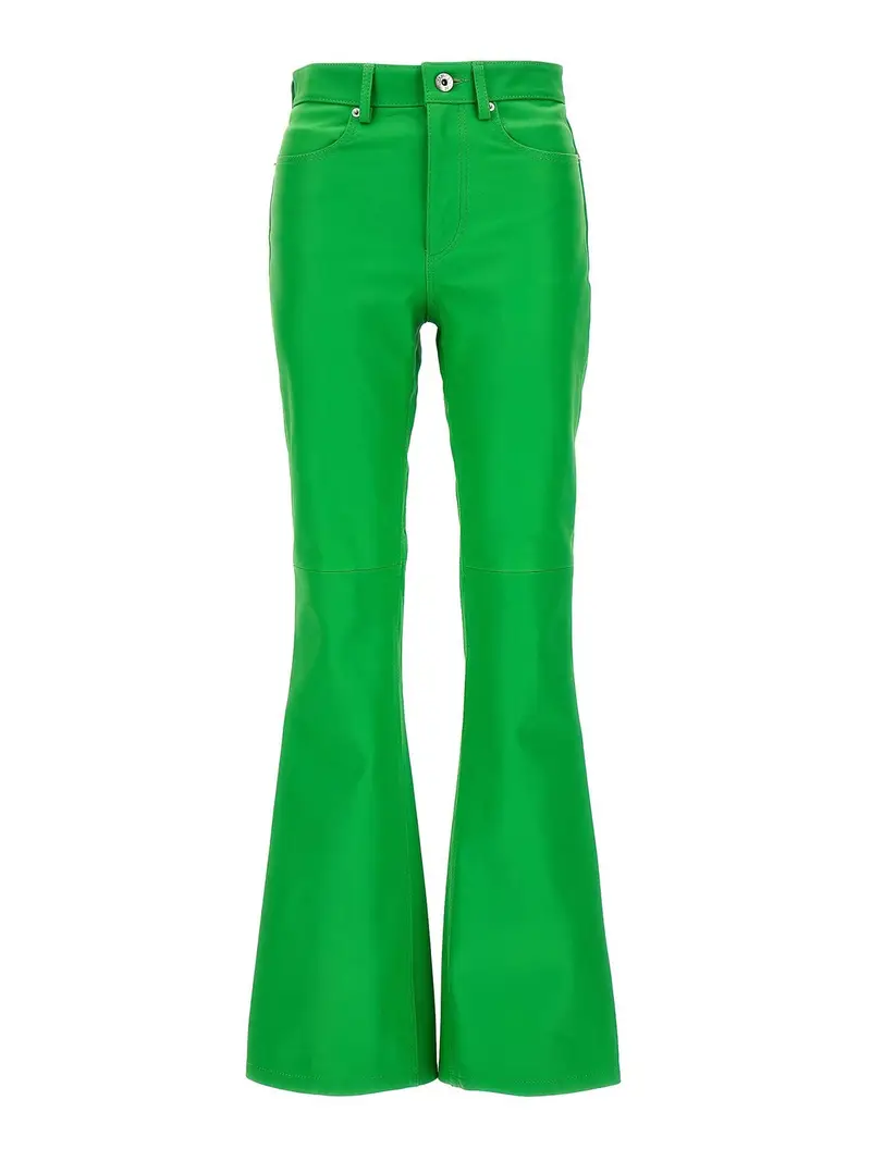 Pantaloni bootcut in pelle Verde