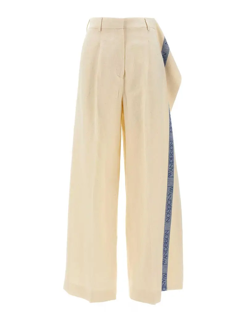 Pantaloni con pannello con fascia con logo Beige