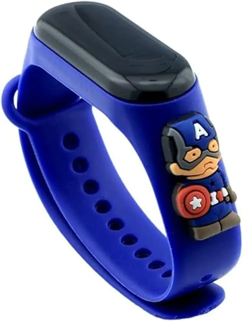 JABEDE - Orologio digitale con cinturino in silicone, design cartone animato, per bambini, per lo sport, ideale come regalo di compleanno, cinturino compatibile con My Band, Captain America