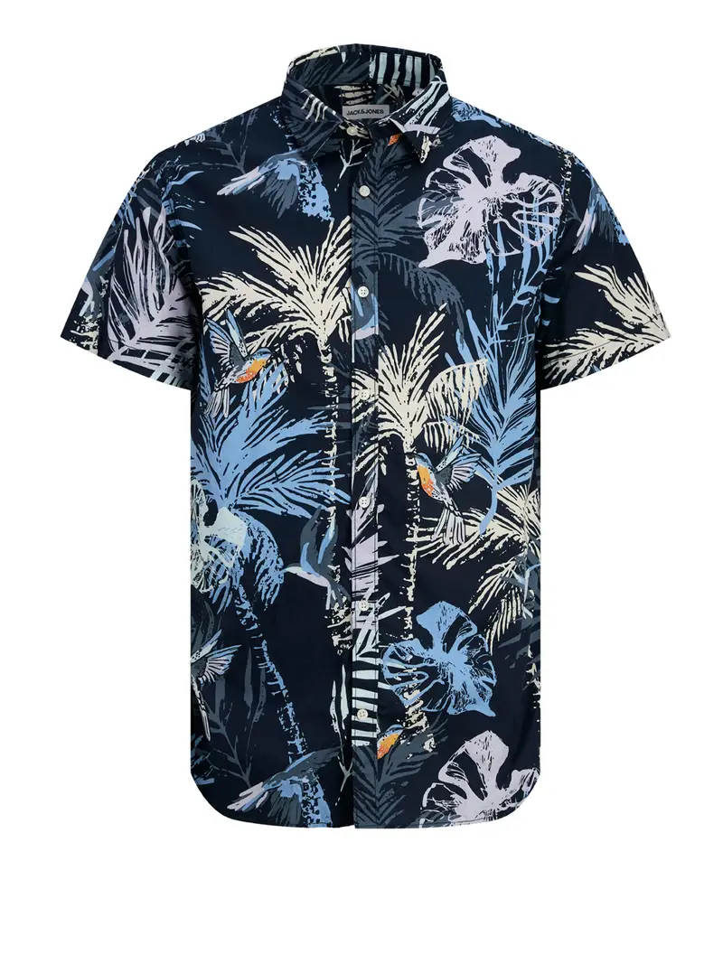 camicia fantasia jack e jones awaii da uomo - blu