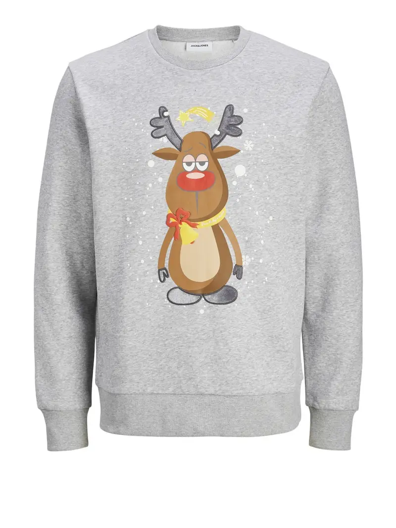 felpa jack e jones xmas jolly sweat crew da uomo - grigio