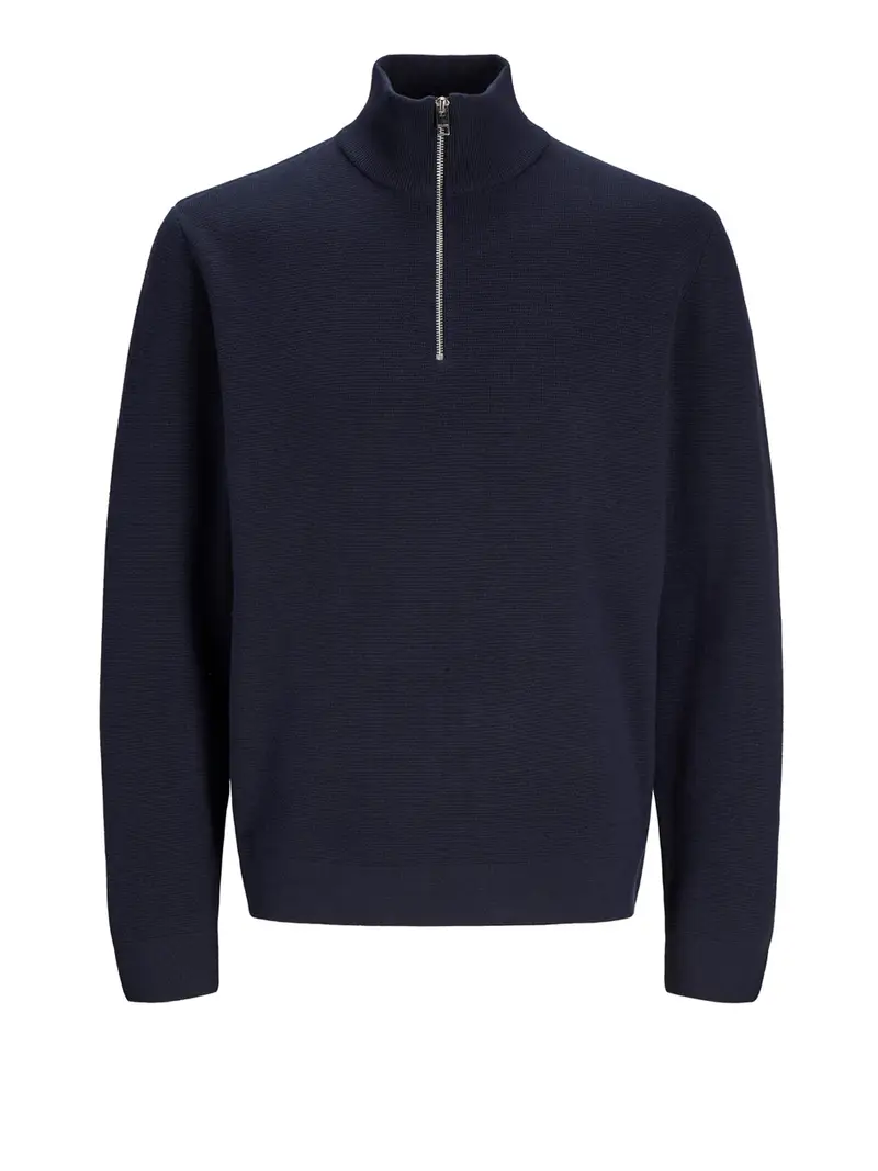 maglia collo alto jack e jones half zip da uomo - blu