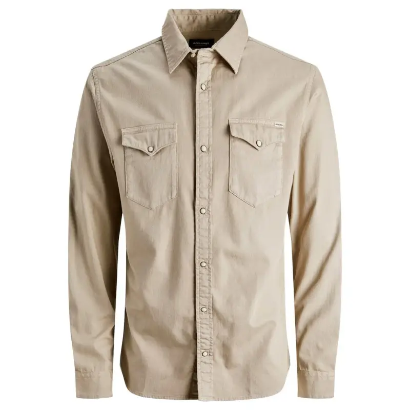 Camicia Lunga Classica Verde Uomo Jack & Jones - beige / XS