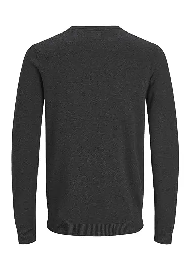 JACK & JONES Jjebasic Knit Crew Neck Noos, Felpa Uomo, Grigio (Dark Grey Melange Dark Melange), Large miniatura 3