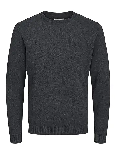 JACK & JONES Jjebasic Knit Crew Neck Noos, Felpa Uomo, Grigio (Dark Grey Melange Dark Melange), X miniatura 2