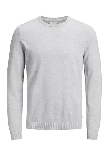 JACK & JONES Jjebasic Knit Crew Neck Noos, Felpa Uomo, Grigio (Light Grey Melange Light Melange), Large
