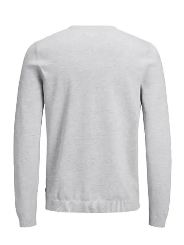JACK & JONES Jjebasic Knit Crew Neck Noos, Felpa Uomo, Grigio (Light Grey Melange Light Melange), Large miniatura 2