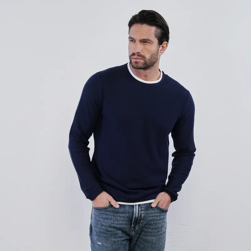 Maglioncino blu da uomo in cotone