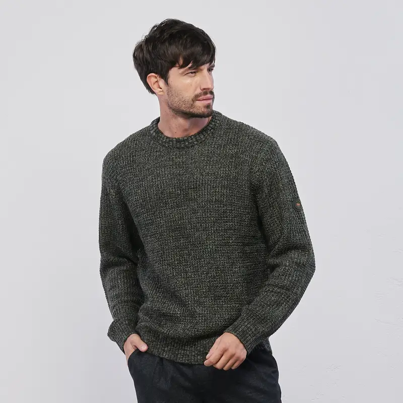 Maglioncino grigio da uomo in tessuto melange