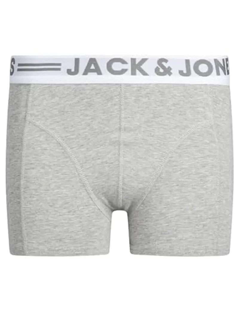 Jack & Jones Sense Trunks 3-Pack Noos Jr Pantaloncini, Grigio (Light Grey Melange Black/White), 128 (Pacco da 3) Bambini e Ragazzi miniatura 3