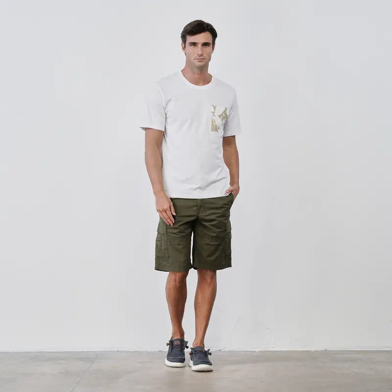 Shorts verdi da uomo in cotone con tasche