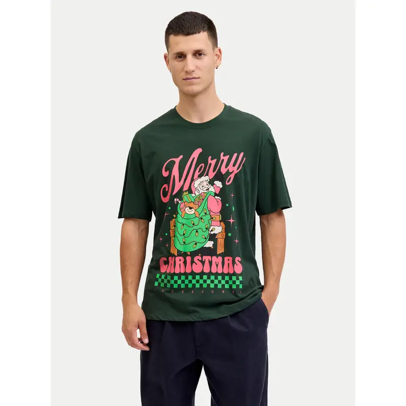 T-shirt Holiday Cartoon 12287550 Verde Relaxed Fit