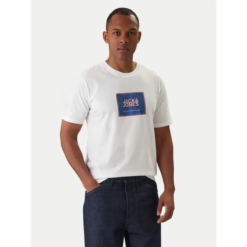 T-shirt Jjrain Tee Ss Crew Neck 12288097 Bianco Regular Fit