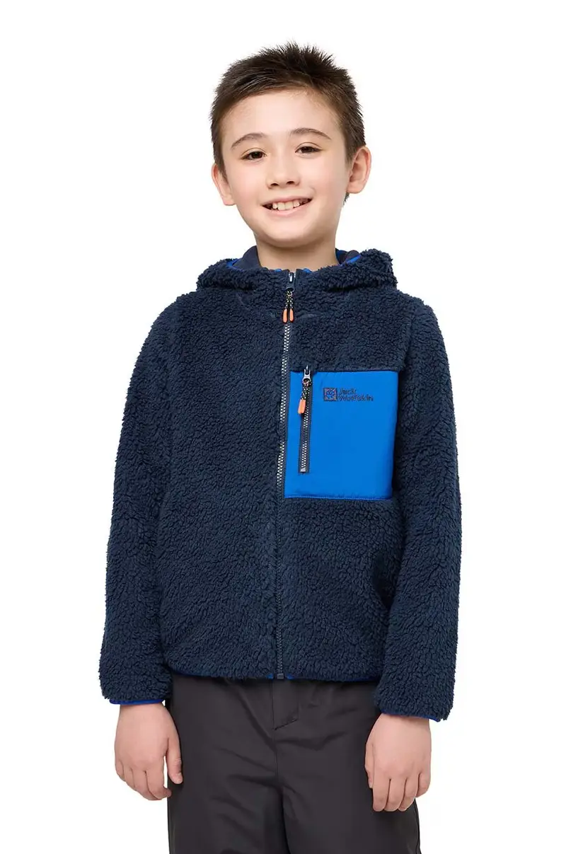 felpa per bambini ICE CURL HOOD colore nero con cappuccio Blu navy