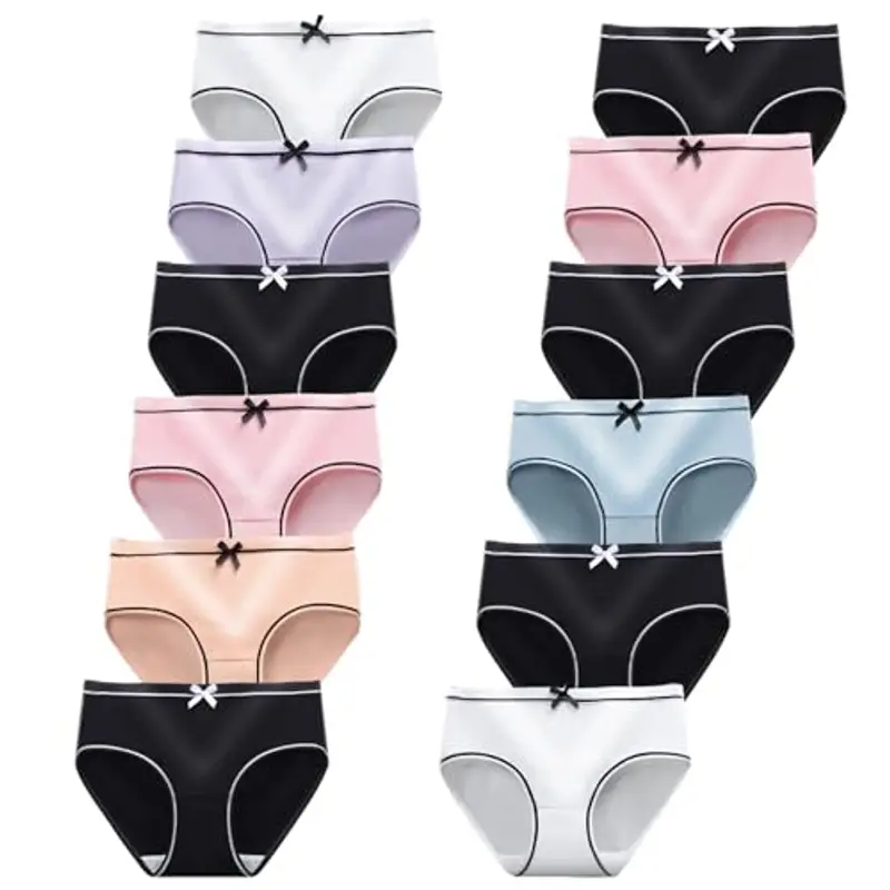 JackLoveBriefs Mutande Ragazza Adolescenti in Cotone Morbidi Slip Vita Media Intimo 12-16 Anni Pacco da