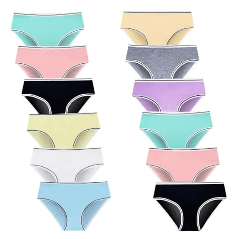JackLoveBriefs Slip Ragazza Cotone Mutande Ragazza 10-13 Anni Pacco da 12,Multicolore?Dimensione:XL