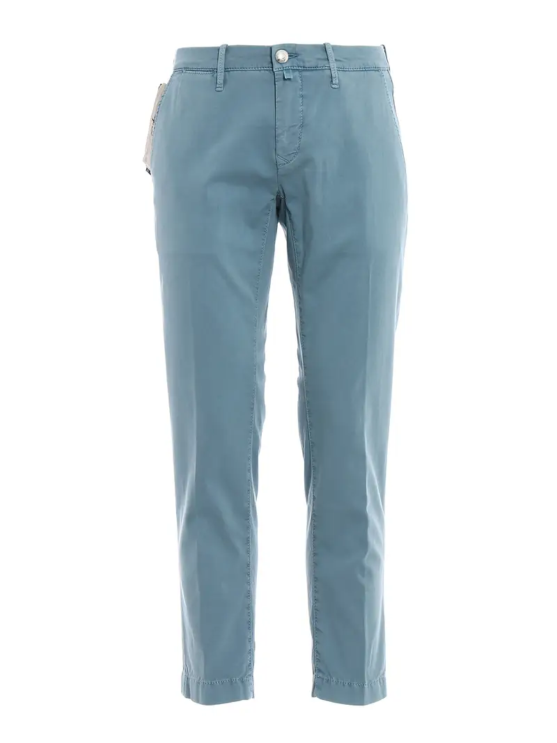 Pantaloni in cotone jacquard Azzurro