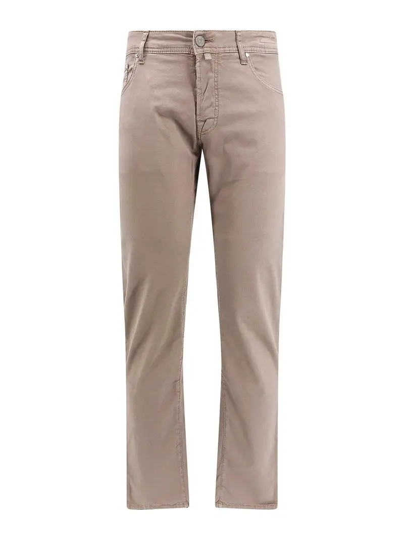 Pantaloni slim in cotone Beige