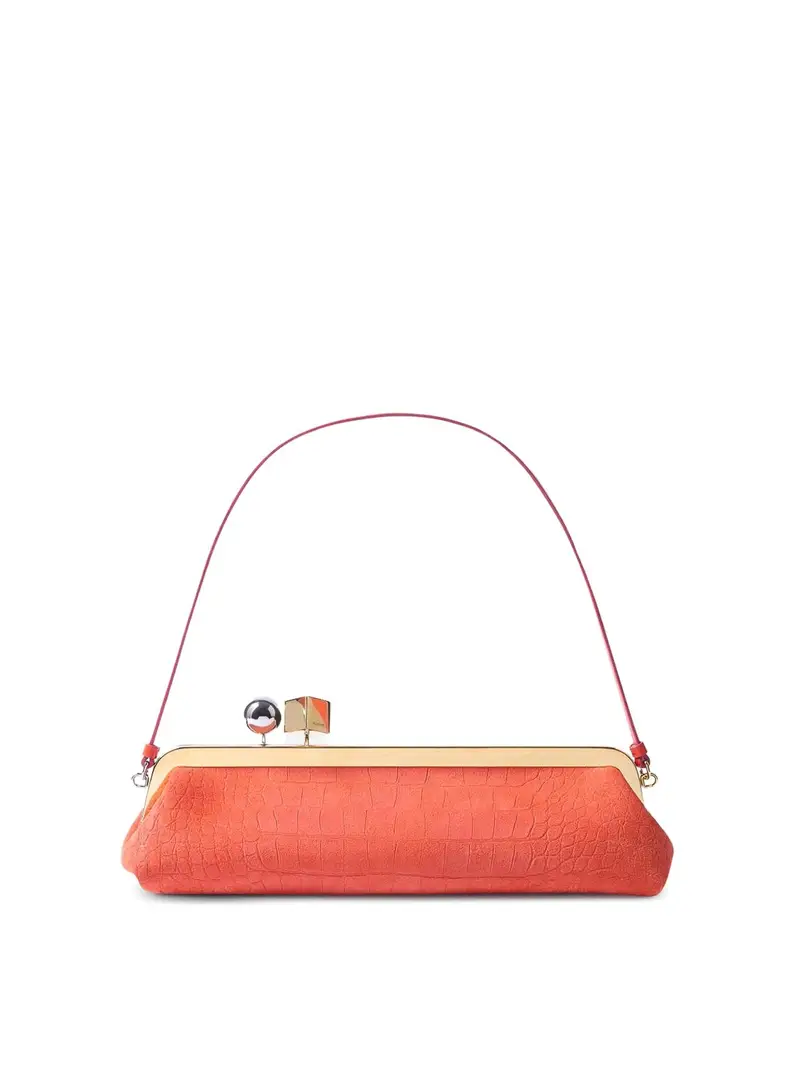 Borsa a tracolla in pelle arancione Rosso